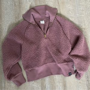 Mauve Sherpa Cropped Quarter Zip